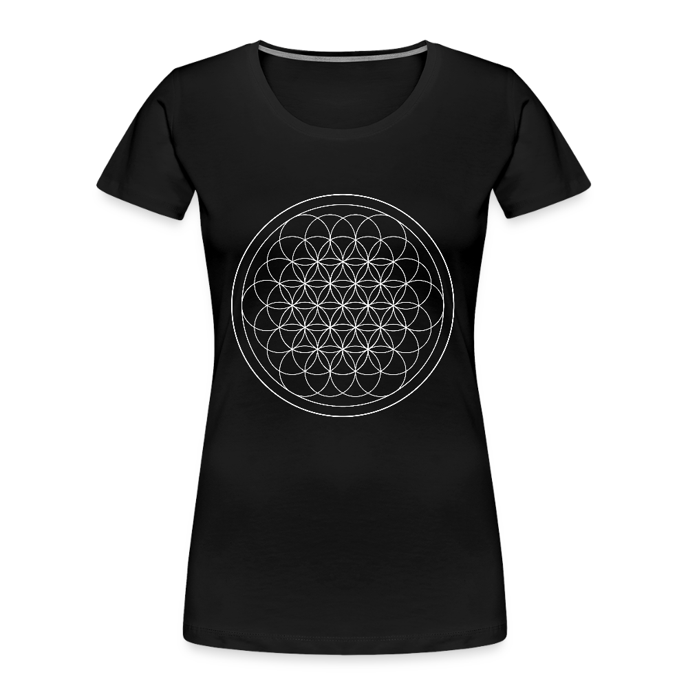 White flower of life women’s organic cotton T-Shirt - black