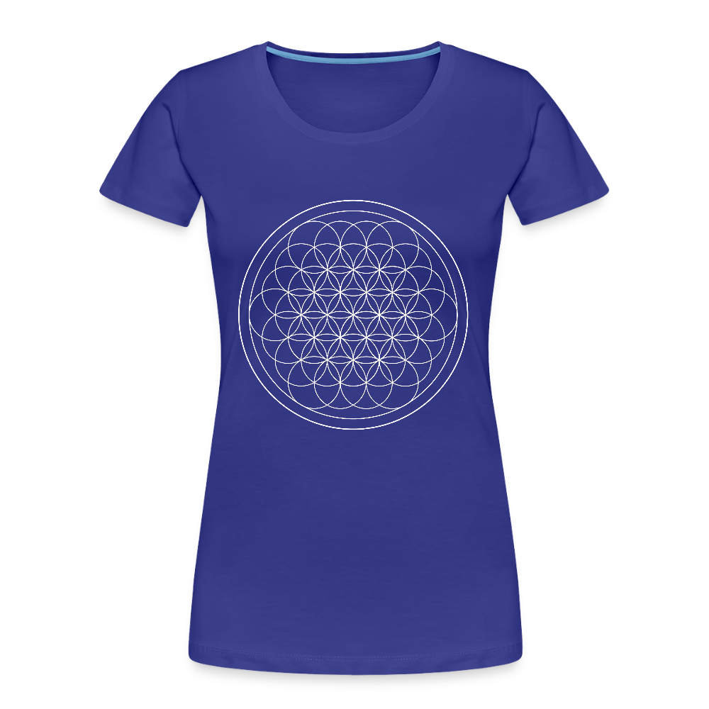 White flower of life women’s organic cotton T-Shirt - royal blue