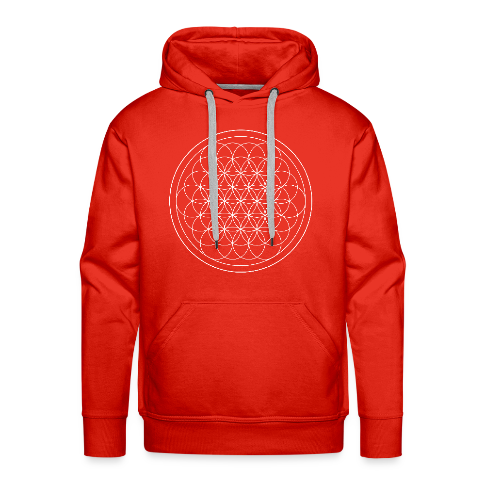 White flower of life men’s premium Hoodie - red