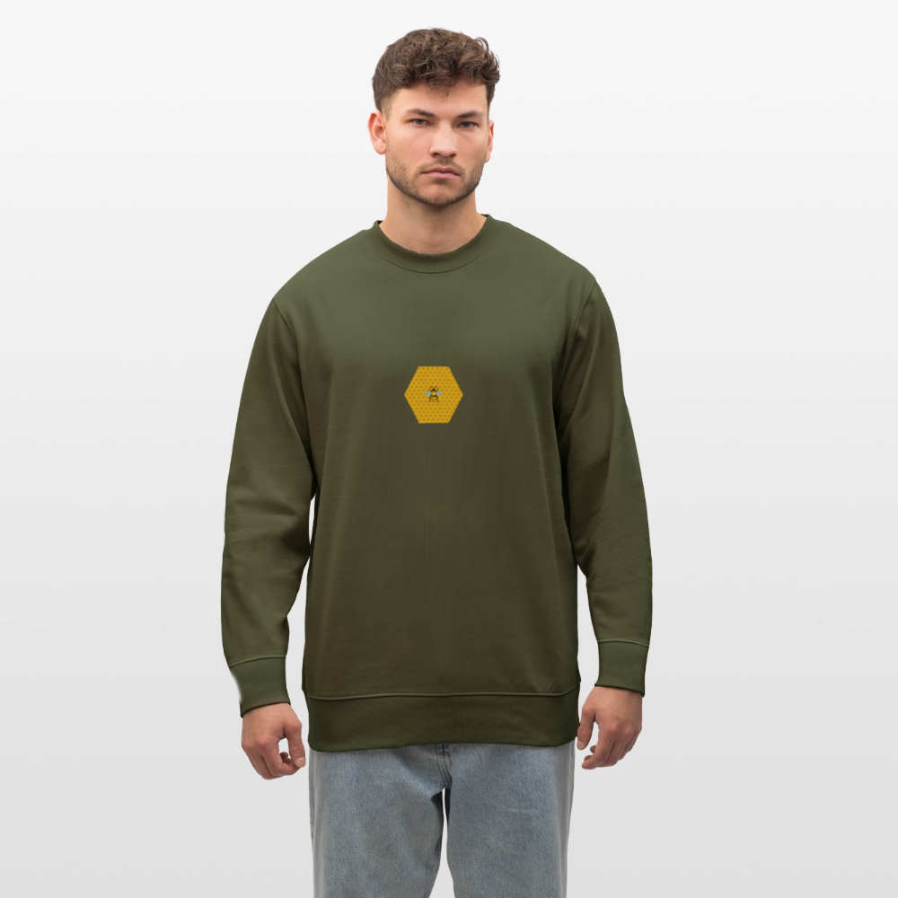 Bee & honeycomb organic cotton men's sweatshirt - khaki