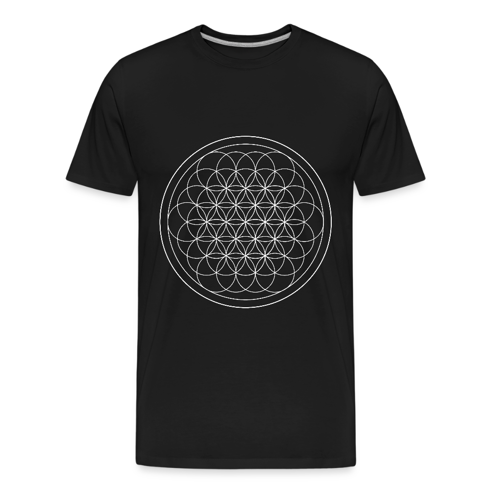 White flower of life men’s organic cotton T-Shirt - black