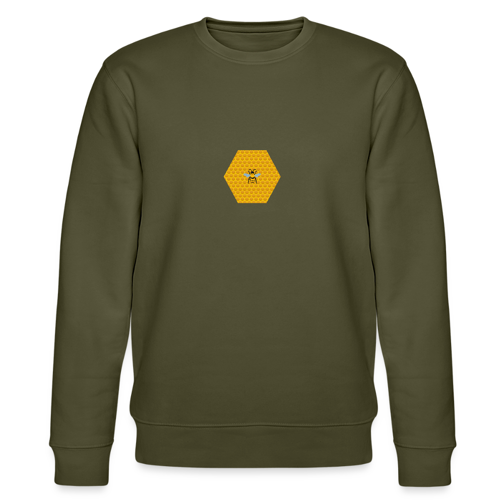 Bee & honeycomb organic cotton men's sweatshirt - khaki
