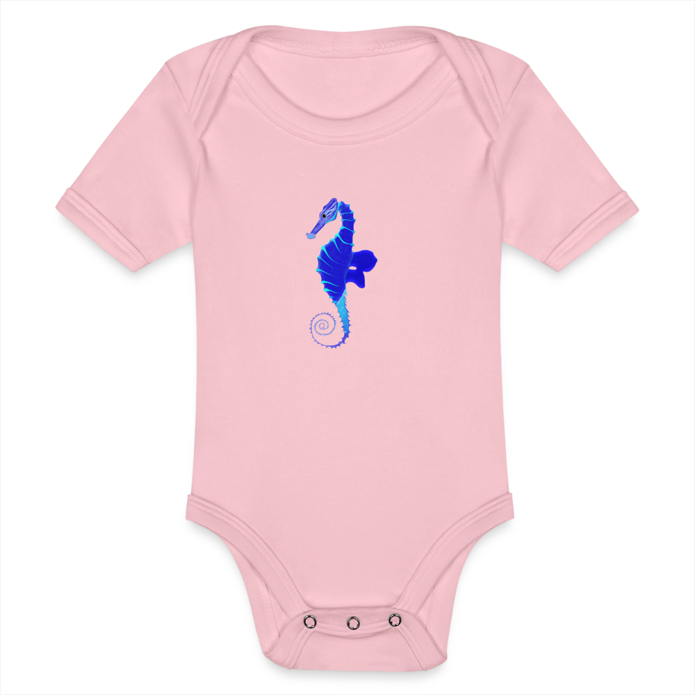 Seahorse Organic cotton short-sleeved Baby Bodysuit - light pink