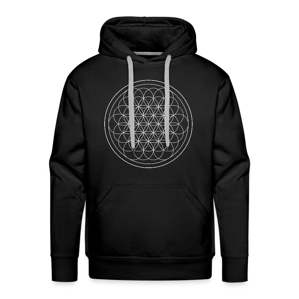 White flower of life men’s premium Hoodie - black