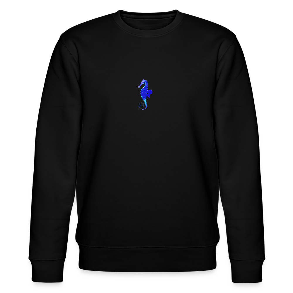 Seahorse minimalist organic cotton men's sweatshirt - black