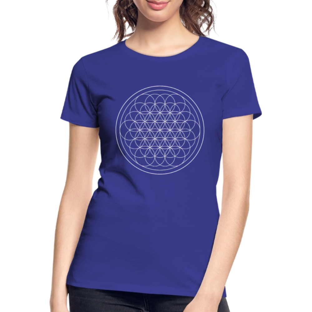 White flower of life women’s organic cotton T-Shirt - royal blue
