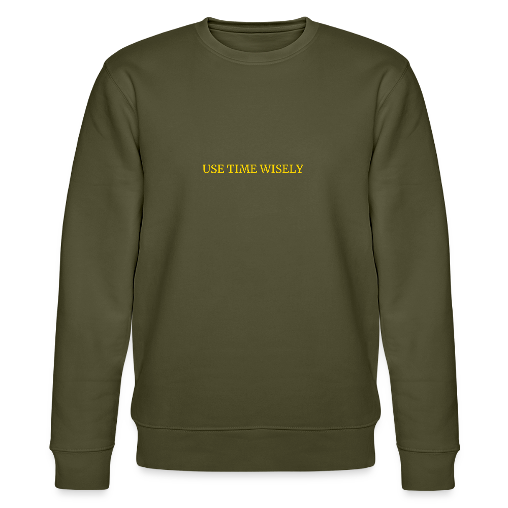 TIME quote organic cotton men's sweatshirt - khaki