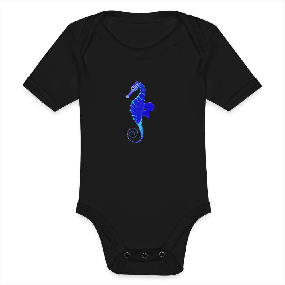 Seahorse Organic cotton short-sleeved Baby Bodysuit - black