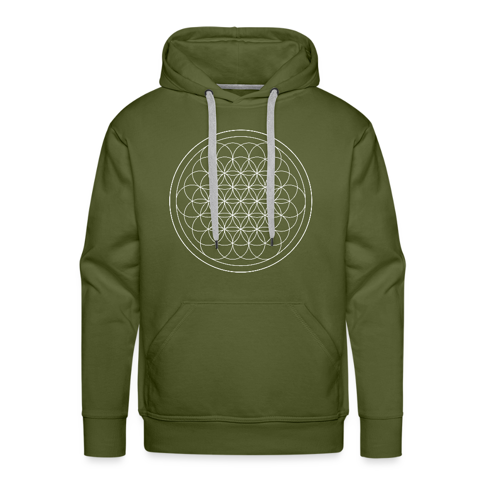 White flower of life men’s premium Hoodie - olive green