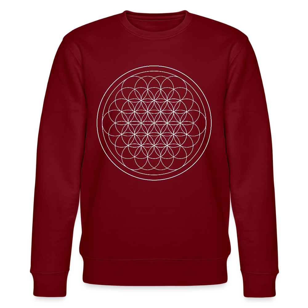 White flower of life GREENSTAR Organic cotton men's sweatshirt - burgundy