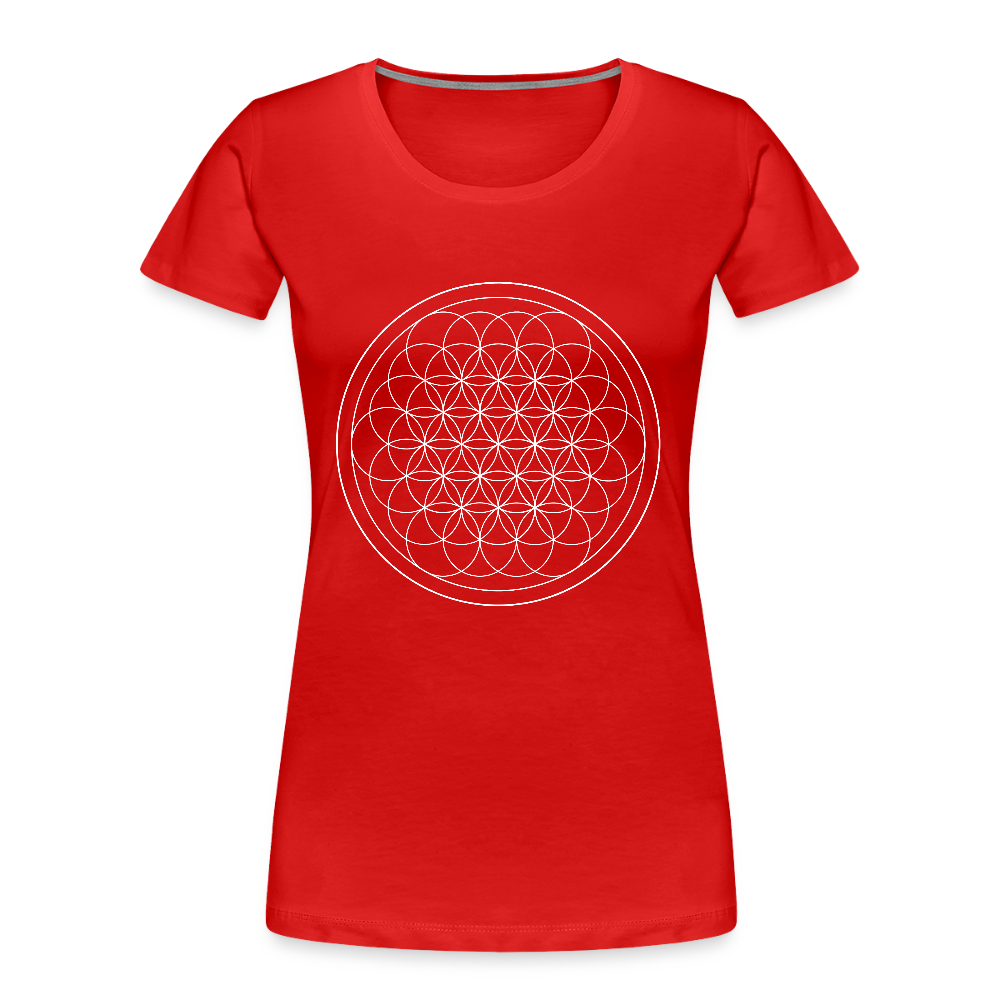 White flower of life women’s organic cotton T-Shirt - red