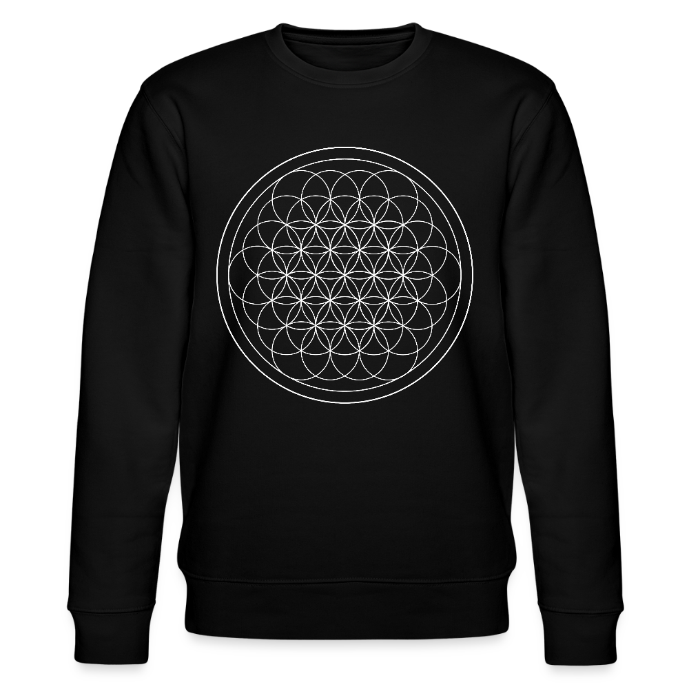White flower of life GREENSTAR Organic cotton men's sweatshirt - black