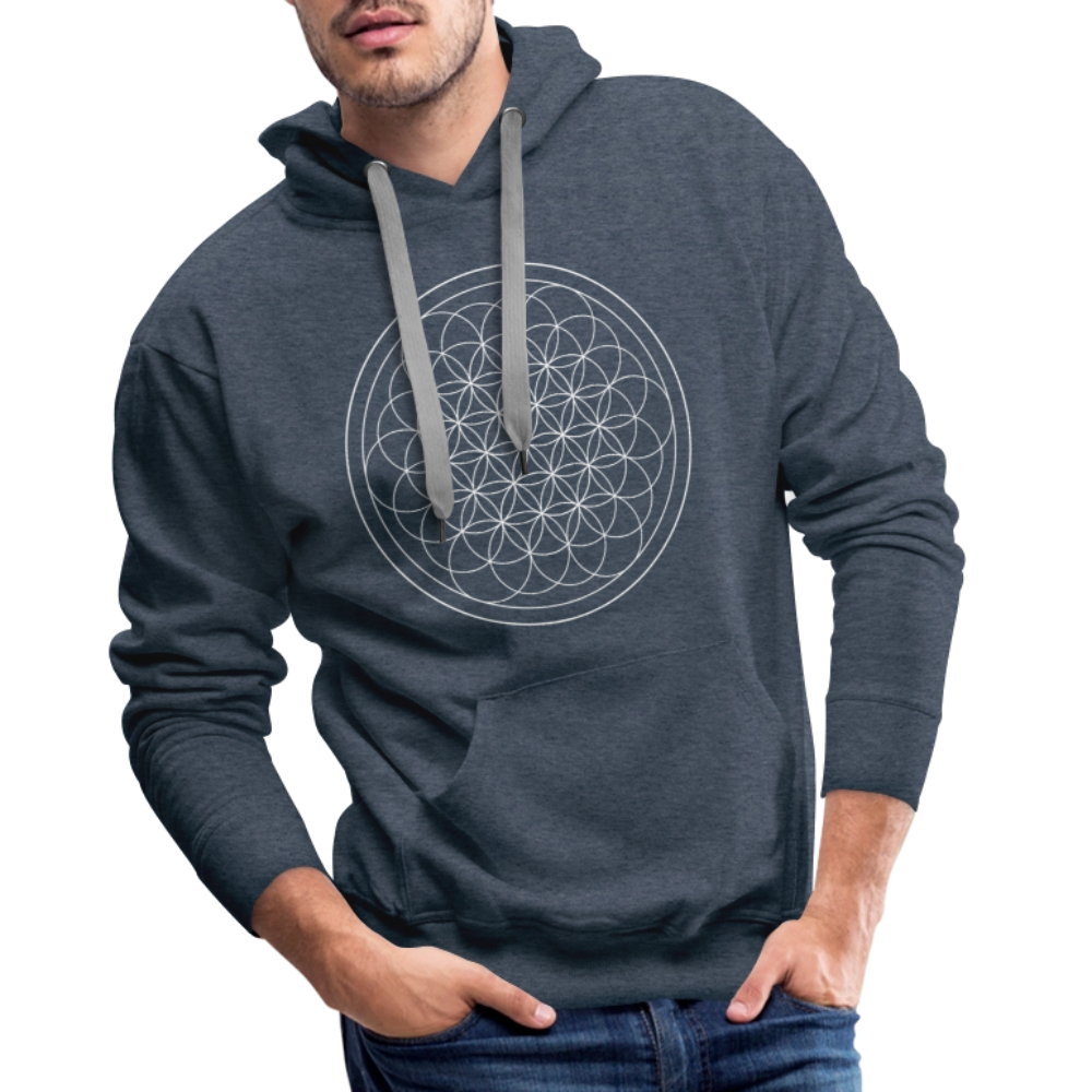 White flower of life men’s premium Hoodie - heather denim