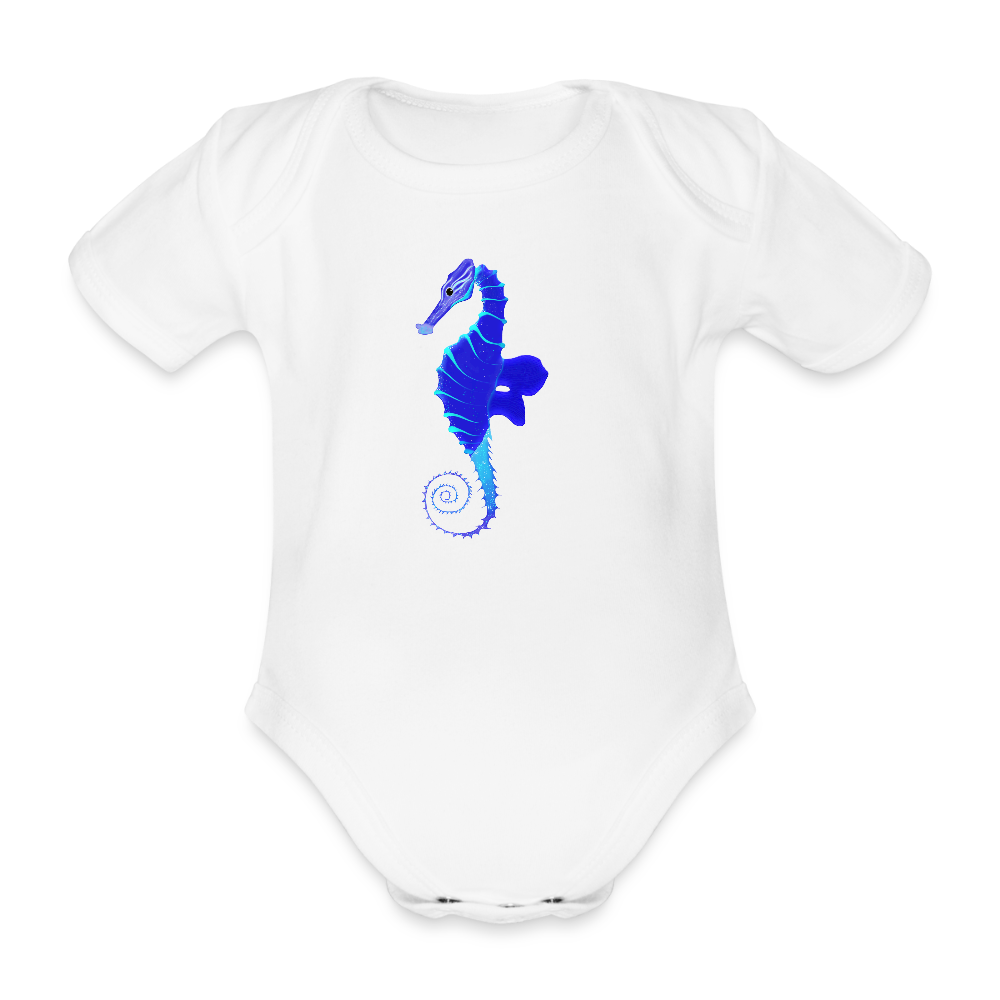 Seahorse Organic cotton short-sleeved Baby Bodysuit - white