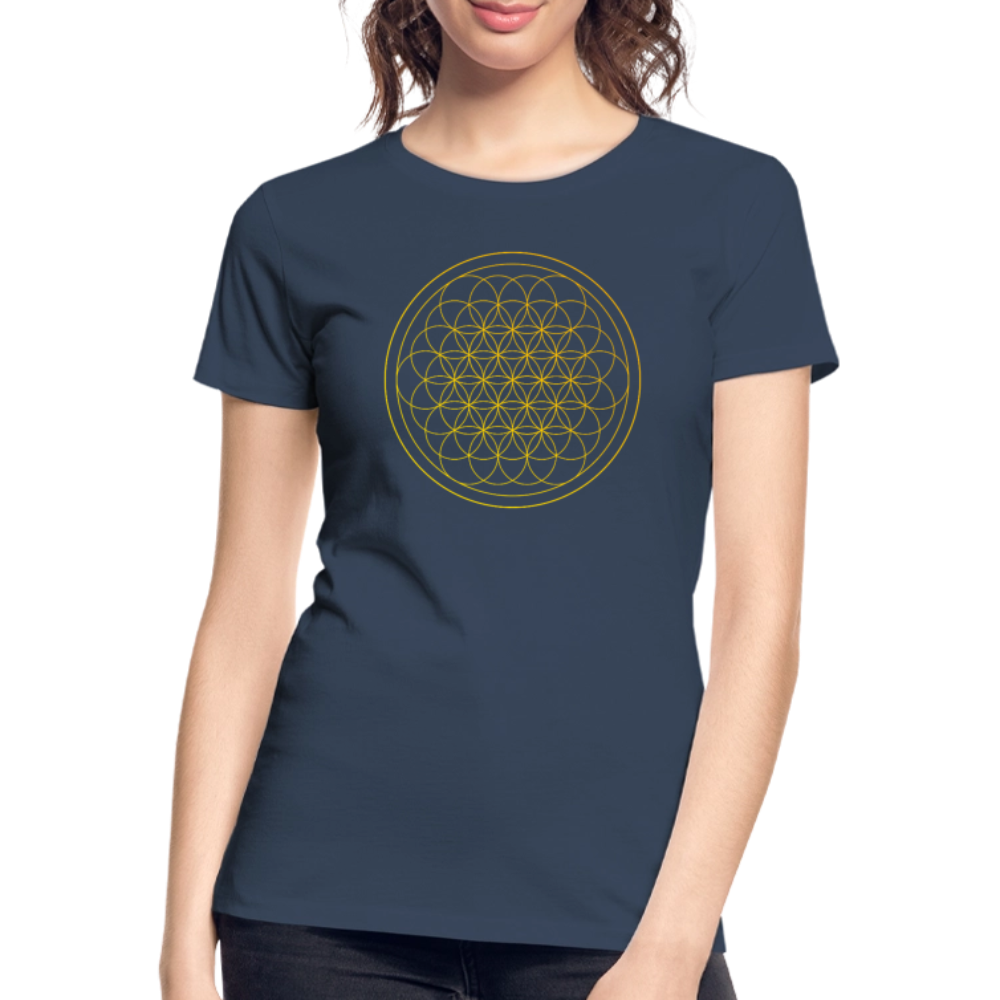 Flower of Life Women’s Premium Organic Cotton T-Shirt - navy