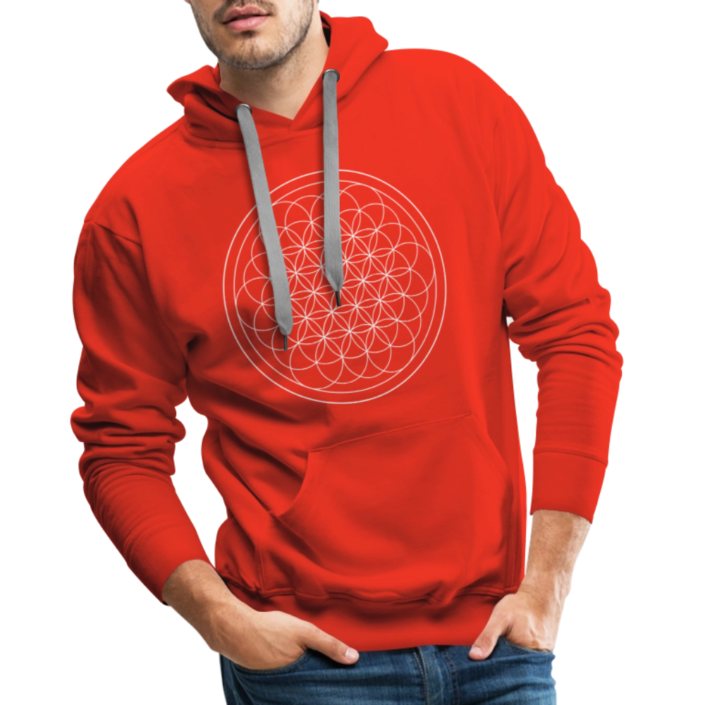 White flower of life men’s premium Hoodie - red