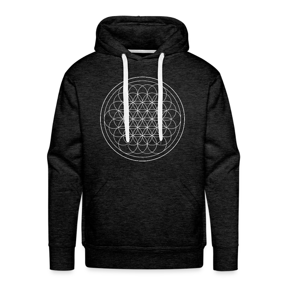 White flower of life men’s premium Hoodie - charcoal grey