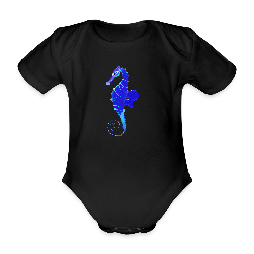 Seahorse Organic cotton short-sleeved Baby Bodysuit - black