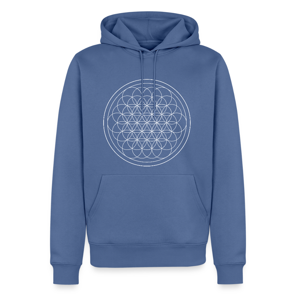 White flower of life men’s premium Hoodie - stone blue