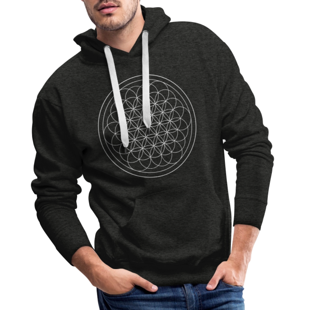 White flower of life men’s premium Hoodie - charcoal grey