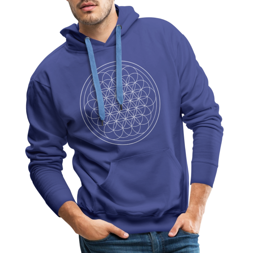 White flower of life men’s premium Hoodie - royal blue