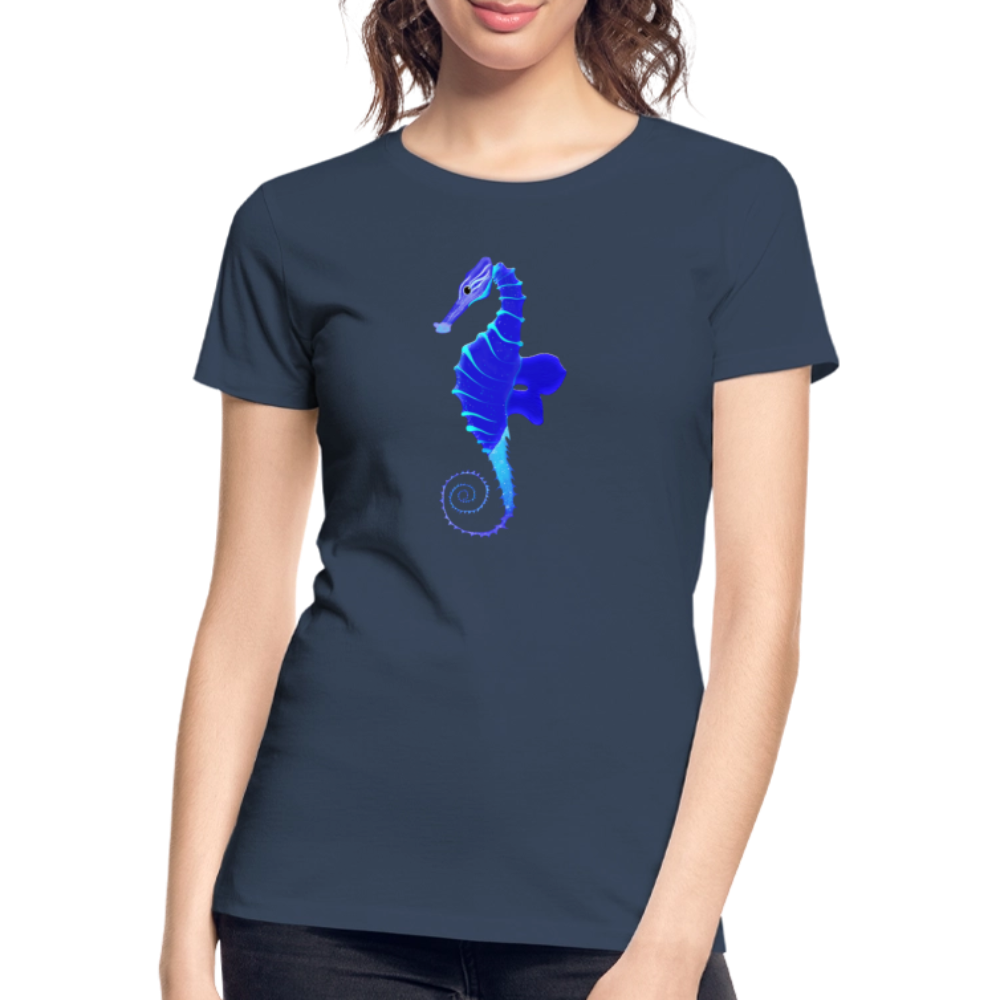 Seahorse Women’s organic cotton T-Shirt - navy