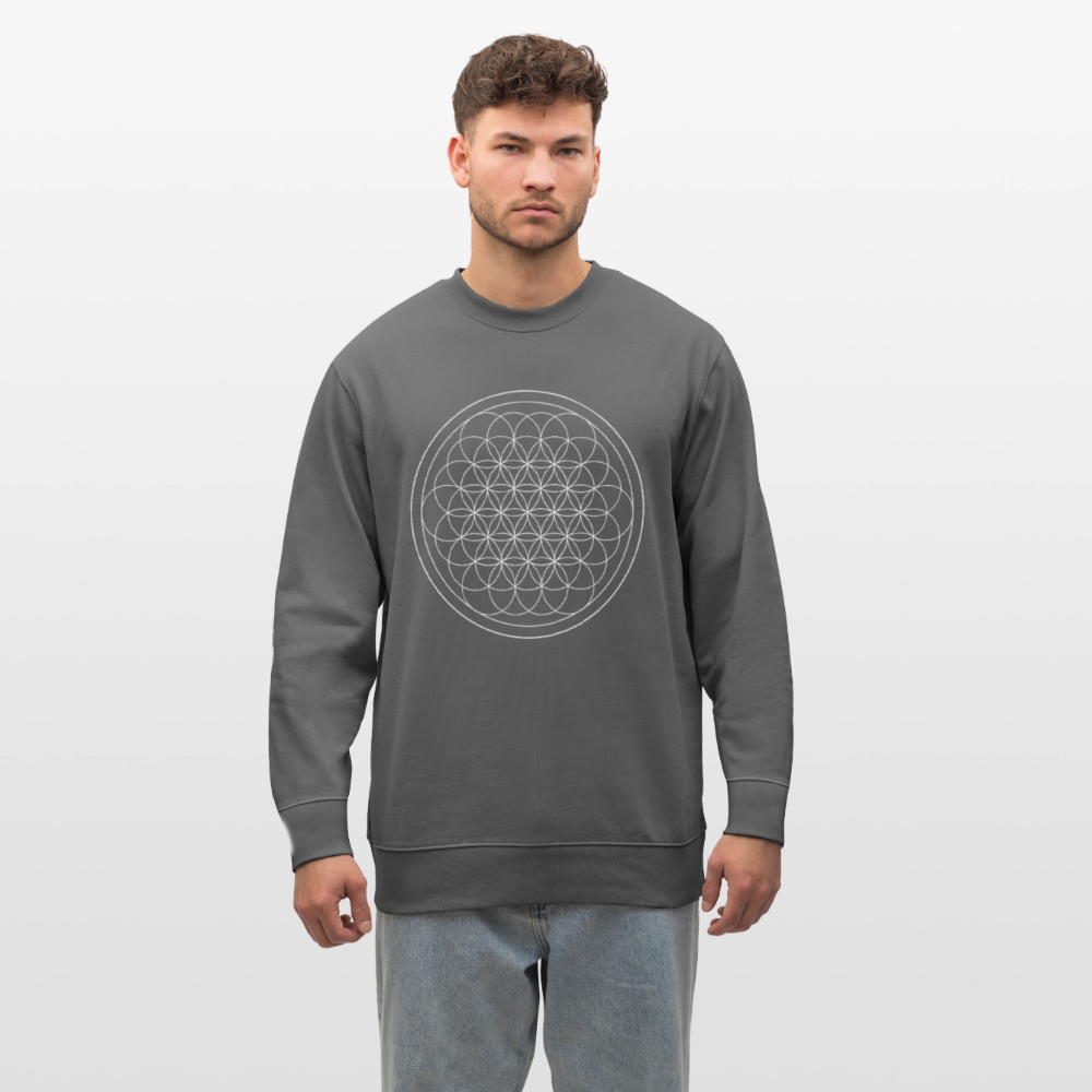 White flower of life GREENSTAR Organic cotton men's sweatshirt - anthracite