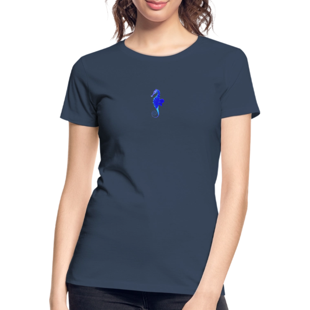 Seahorse minimalist Women’s organic cotton T-Shirt - navy