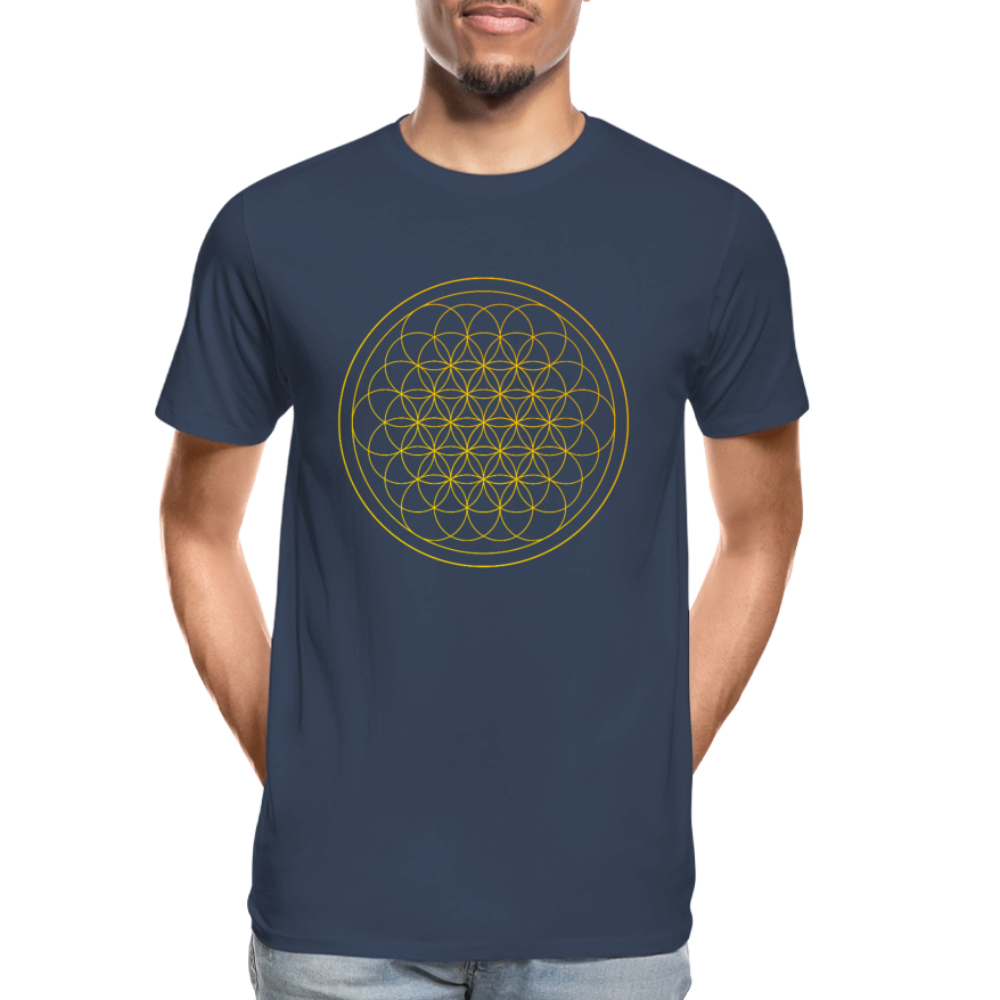 Flower of Life Men’s Premium Organic Cotton T-Shirt - navy