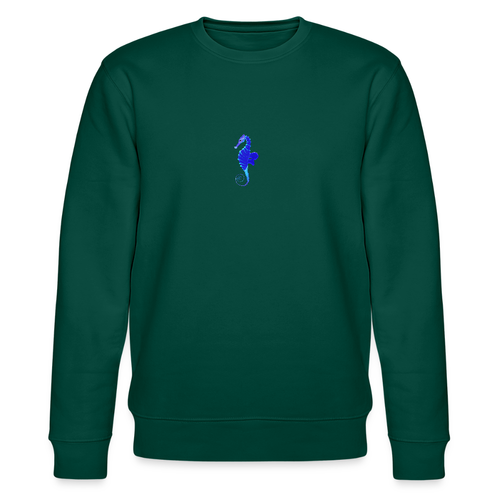 Seahorse minimalist organic cotton men's sweatshirt - forest