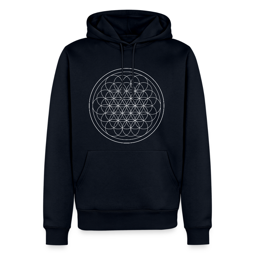 White flower of life men’s premium Hoodie - navy