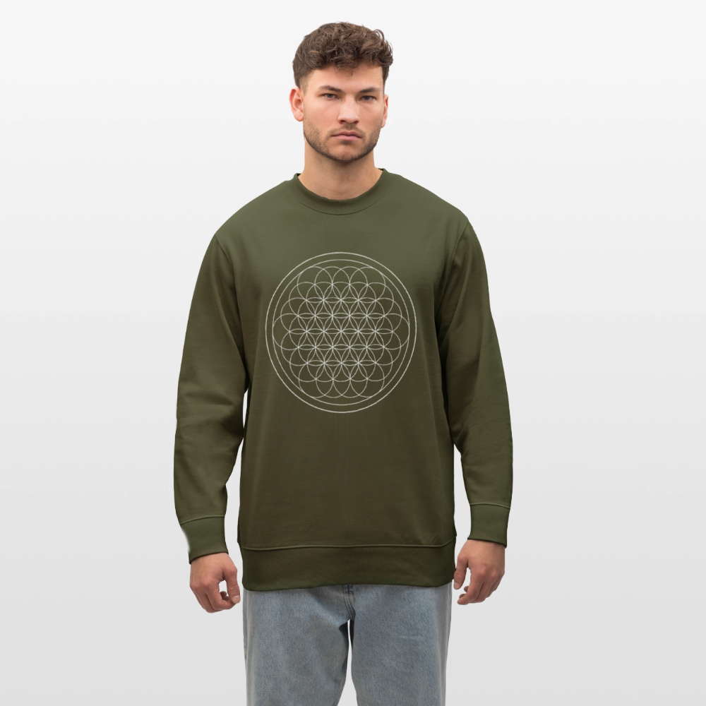White flower of life GREENSTAR Organic cotton men's sweatshirt - khaki
