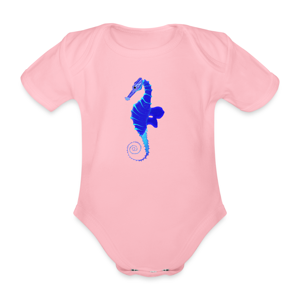 Seahorse Organic cotton short-sleeved Baby Bodysuit - light pink