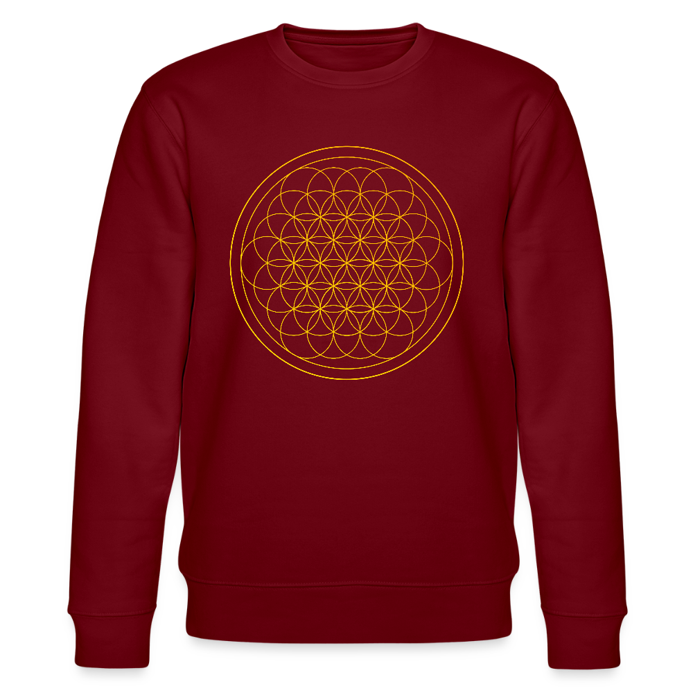 Golden flower of life GREENSTAR organic cotton men's sweatshirt - burgundy