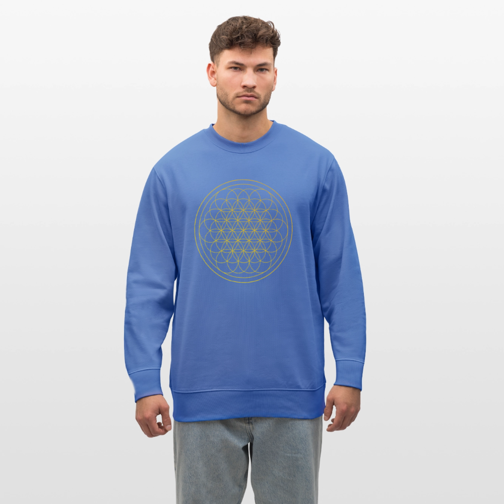 Golden flower of life GREENSTAR organic cotton men's sweatshirt - bright blue
