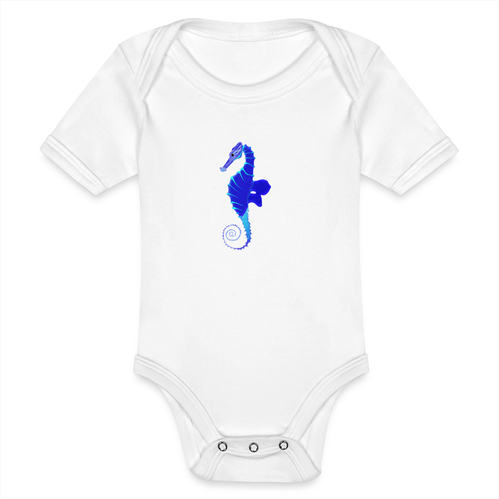 Seahorse Organic cotton short-sleeved Baby Bodysuit - white