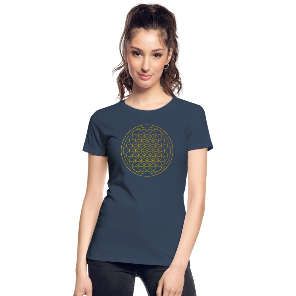 Flower of Life Women’s Premium Organic Cotton T-Shirt - navy