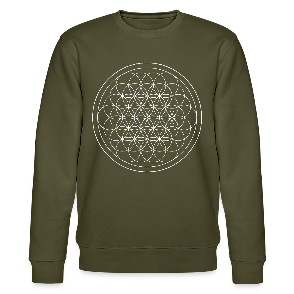 White flower of life GREENSTAR Organic cotton men's sweatshirt - khaki