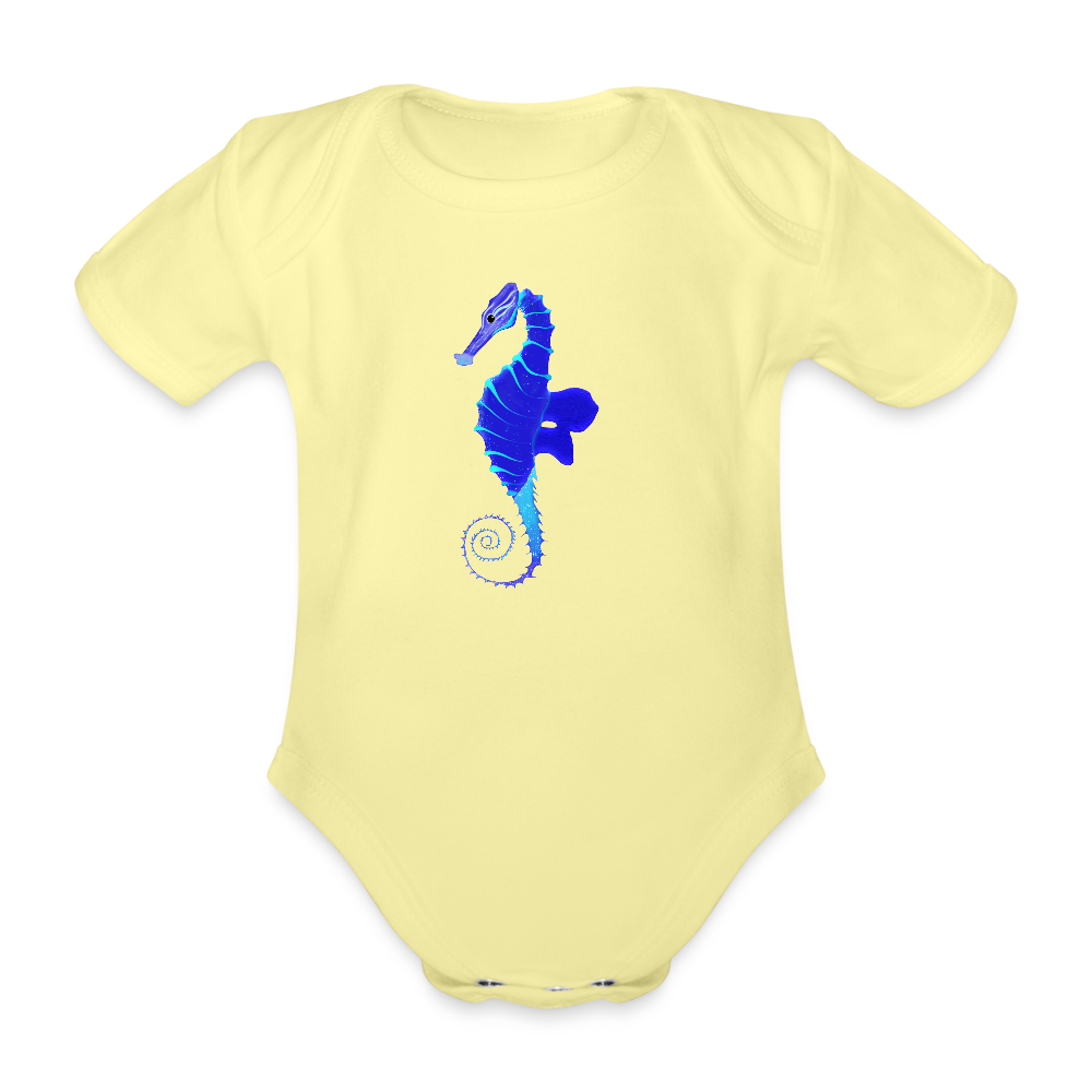 Seahorse Organic cotton short-sleeved Baby Bodysuit - washed yellow
