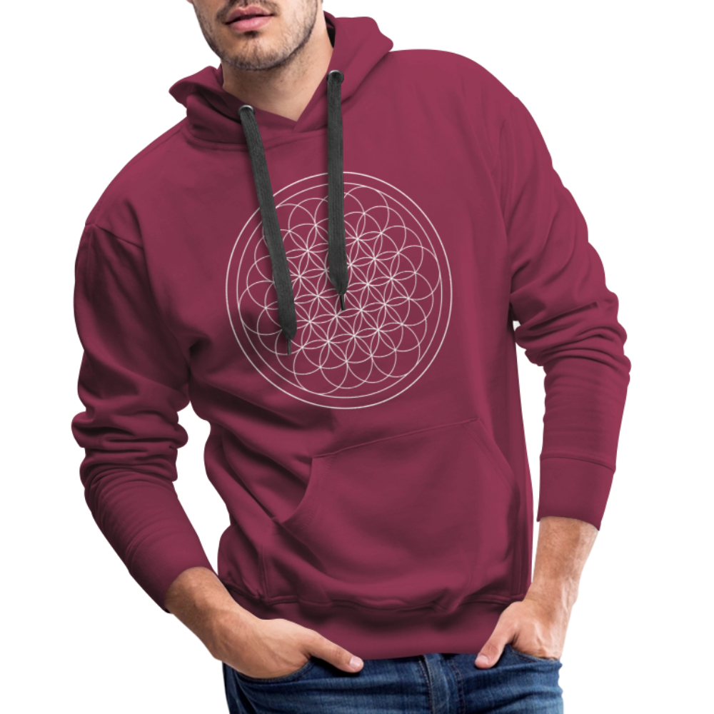White flower of life men’s premium Hoodie - bordeaux