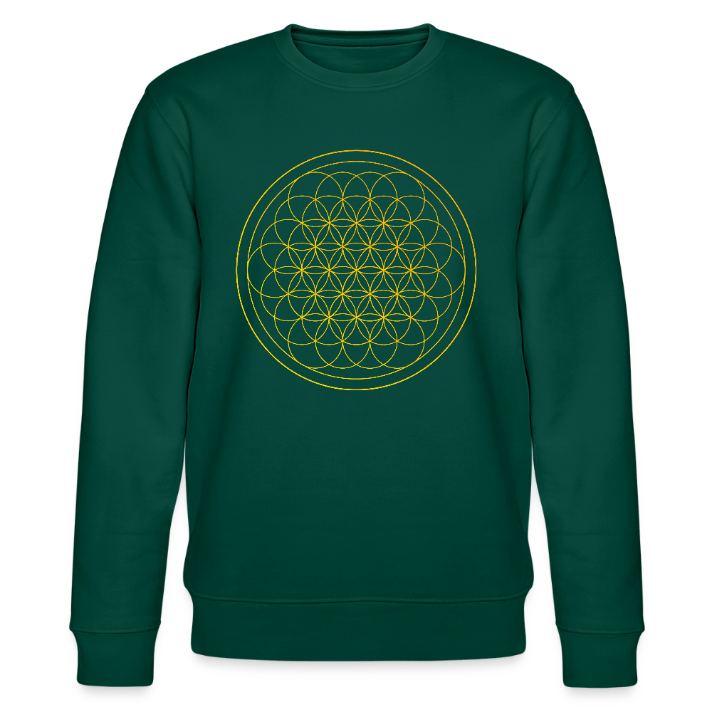 Golden flower of life GREENSTAR organic cotton men's sweatshirt - forest
