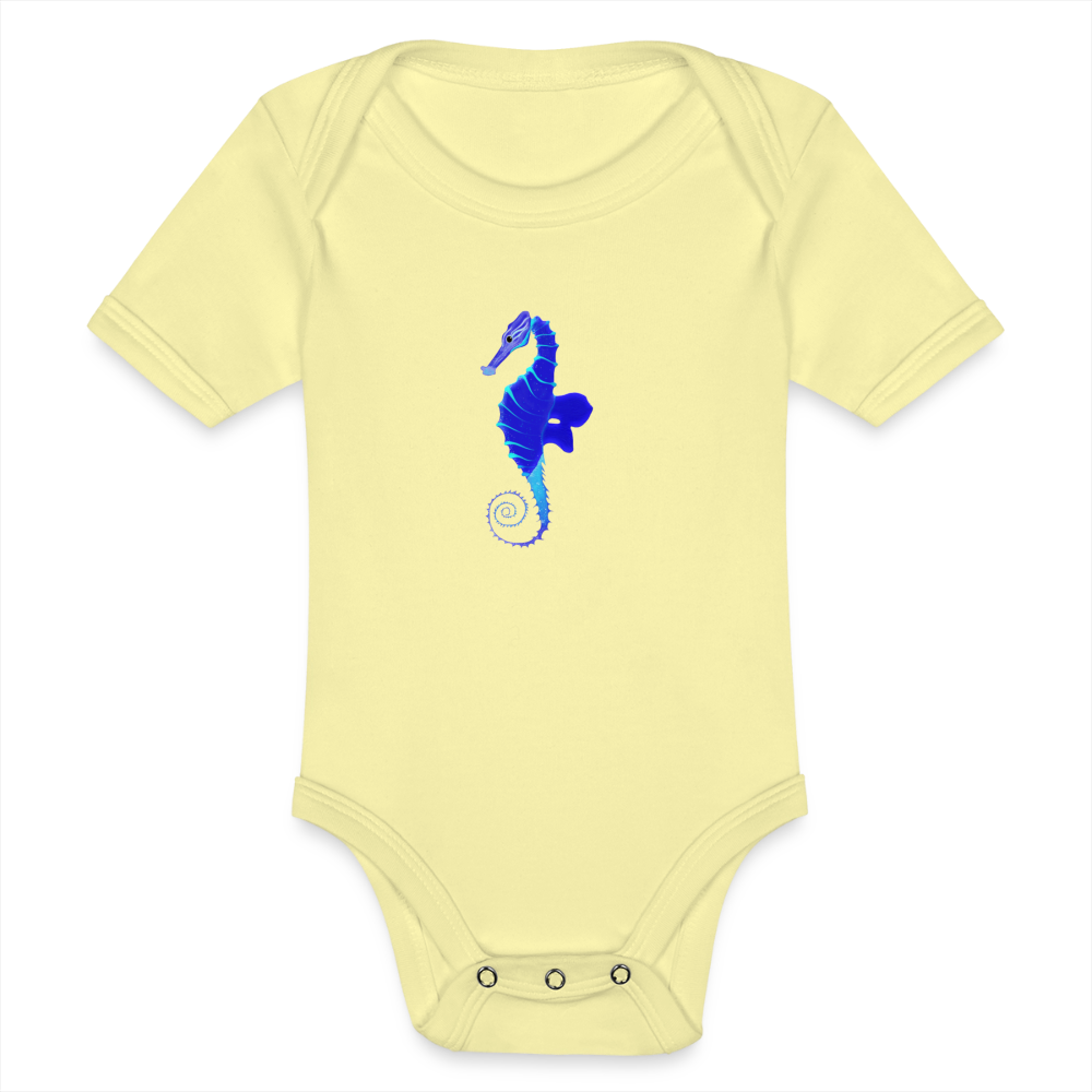 Seahorse Organic cotton short-sleeved Baby Bodysuit - washed yellow