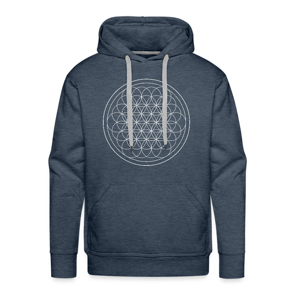 White flower of life men’s premium Hoodie - heather denim