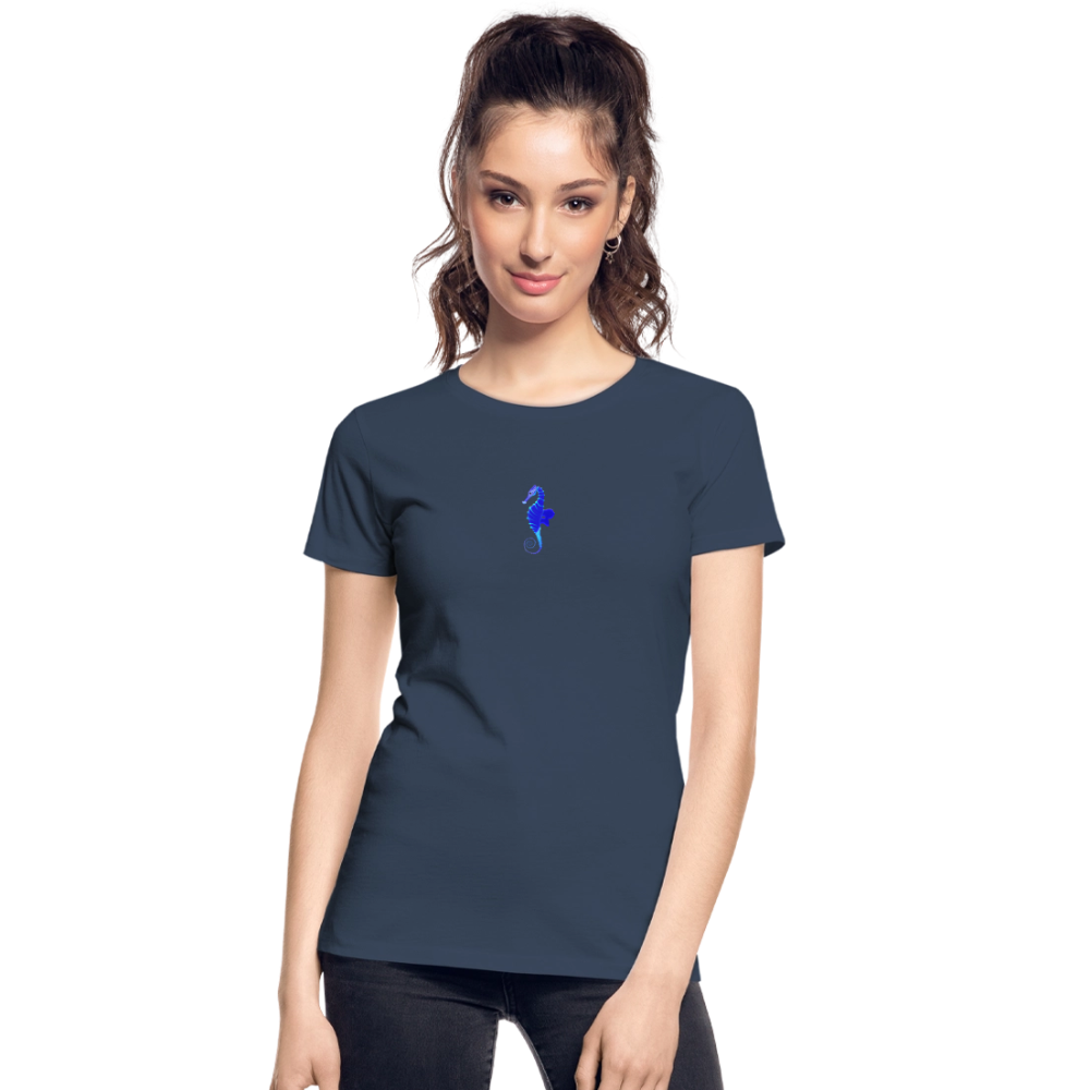 Seahorse minimalist Women’s organic cotton T-Shirt - navy