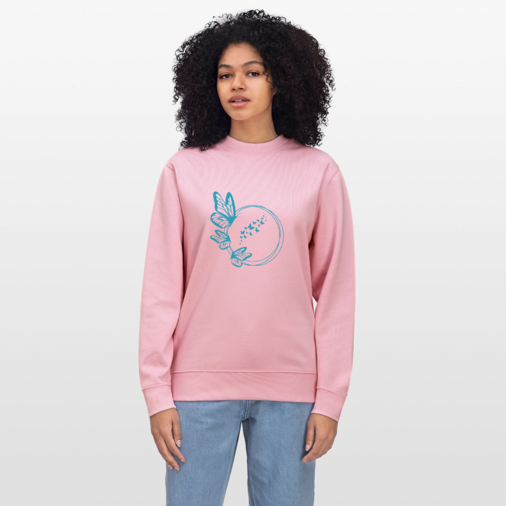 Blue butterflies women's organic cotton sweatshirt - cotton pink