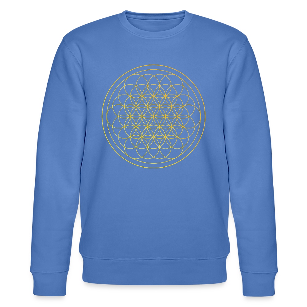 Golden flower of life GREENSTAR organic cotton men's sweatshirt - bright blue