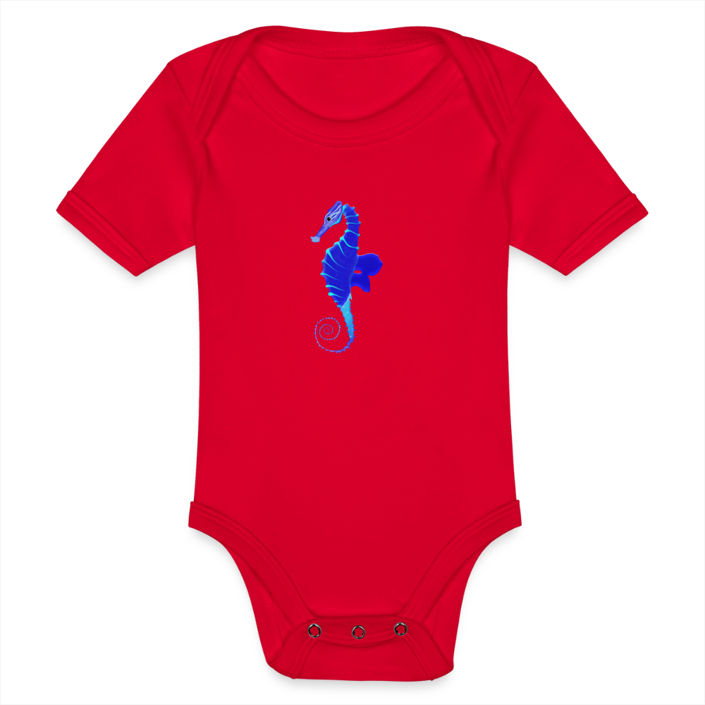 Seahorse Organic cotton short-sleeved Baby Bodysuit - red