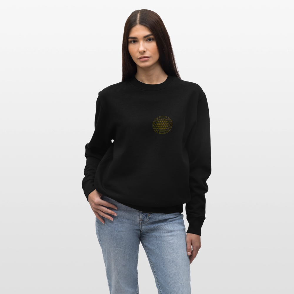 Golden flower of life organic cotton women's sweatshirt - black