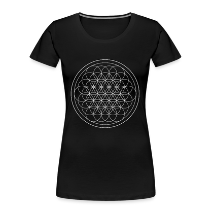 White flower of life women’s organic cotton T-Shirt - black