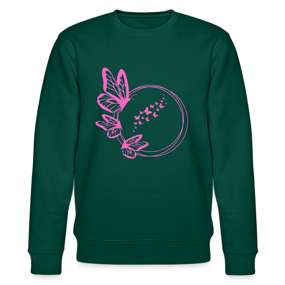 Butterflies women's organic cotton sweatshirt - forest